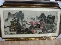 蜀绣刺绣屏风挂件-田园风光山水画-公司开业庆典礼品-外事礼品